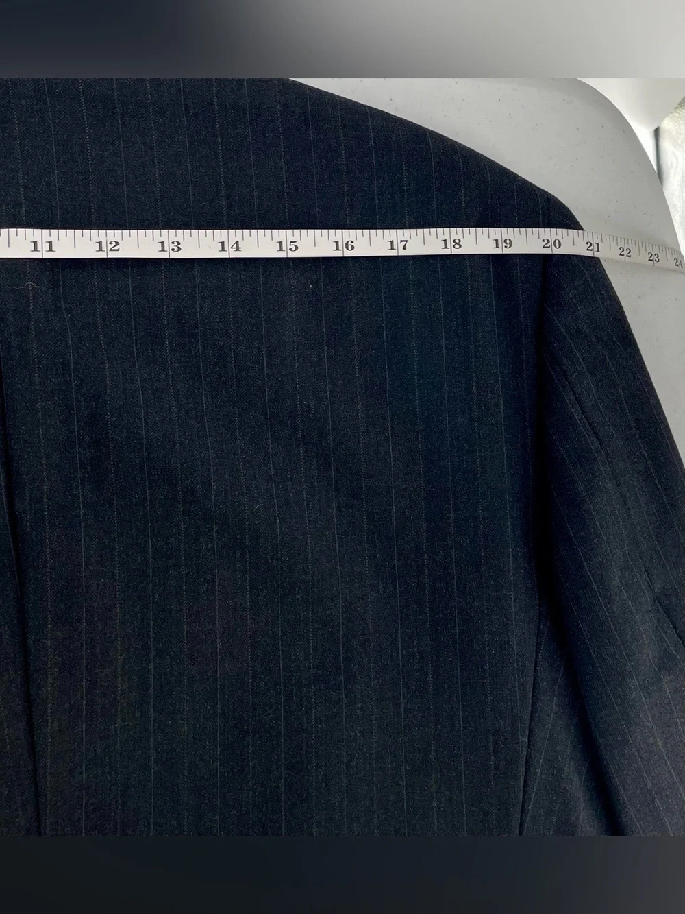 Burberry Vintage Charcoal Grey Pinstriped 2 Button Wool Lined Blazer Jacket